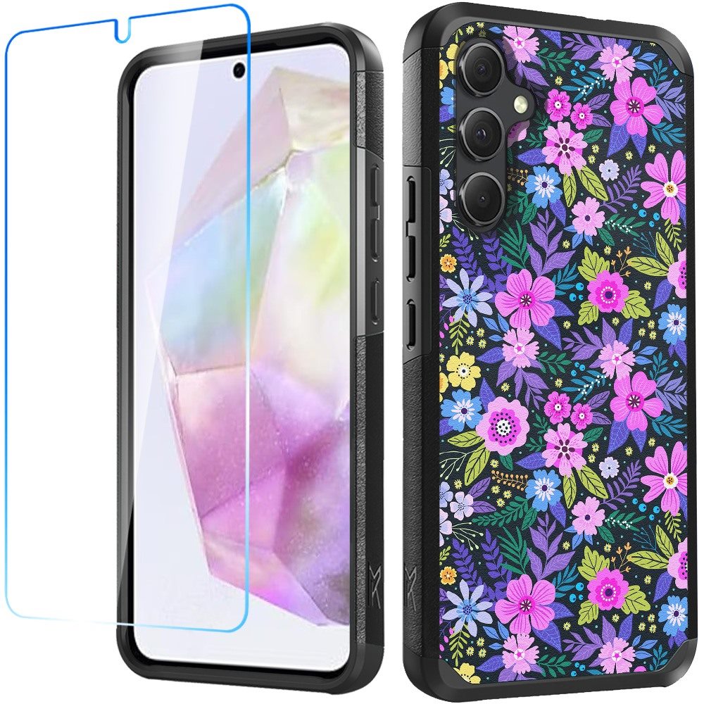 Phone Case for Samsung Galaxy A56 / A36 Slim Tough Hybrid Shockproof Heavy Duty Durable Armor Dual Layer Drop Resistant Impact with Screen Protector Cover Mystical Floral Boom