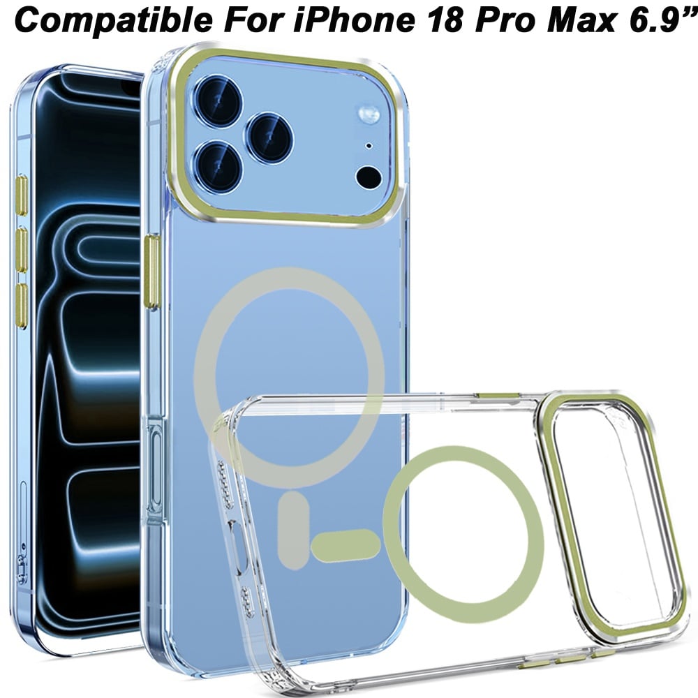 Phone Case for Apple iPhone 18 Pro Max Clear Transparent Magnetic Circle Slim Shockproof Durable TPU Hard PC Grip Hybrid Design Cover