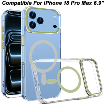 Phone Case for Apple iPhone 18 Pro Max Clear Transparent Magnetic Circle Slim Shockproof Durable TPU Hard PC Grip Hybrid Design Cover