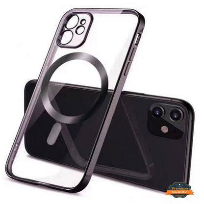 For Apple iPhone 16e /iPhone SE4 Clear Hybrid Case with Plating Chrome Frame, Camera Protection, MagSafe Compatible Case Cover