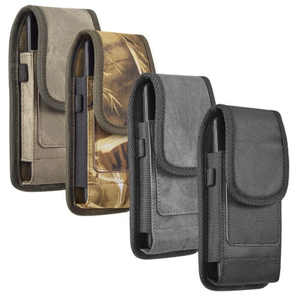 For Apple iPhone 16 Pro (6.3") Universal Pouch Case Vertical Phone Holster Camo Print with Card Slots, Pen Holder, Belt Clip Loop & Hook Cover [Camouflage]