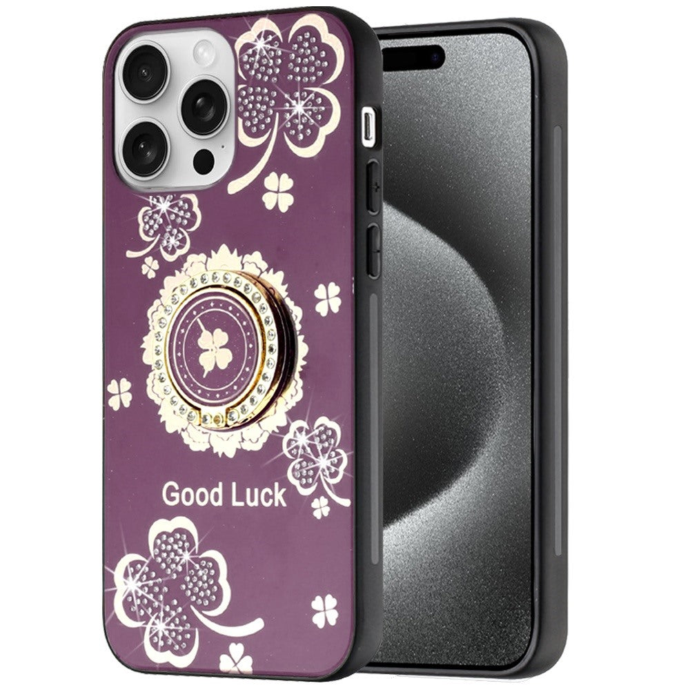Diamond 3D Fashion Floral Glitter Engraved Luxury Bling Hybrid Shockproof Chrome Edge Protective Grip