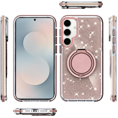 For Samsung Galaxy S26+ / S26 Plus Slim Bling Glitter Sparkly Shimmer Hybrid with Magnetic Ring and 360° Rotational Stand [Compatible with Magsafe] Case Cover