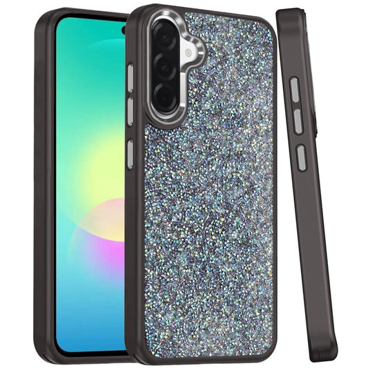Phone Case for Samsung Galaxy A27 Crystal Glass Bling Diamond Metallic Edge Shockproof Durable Protective Clear Hybrid Stylish Premium Design Cover