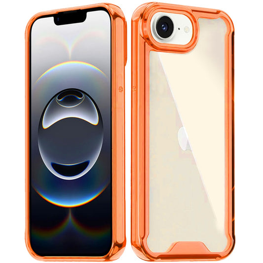 For Apple iPhone 17E /16E Clear Colored Shockproof Transparent Hard PC + Rubber TPU Hybrid Bumper Shell Slim Protective Case Cover Cosmic Orange