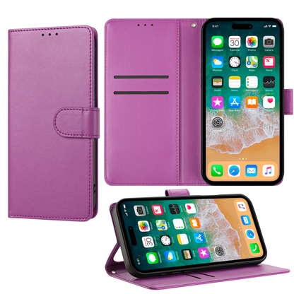Phone Case for Motorola Moto G 5G 2026/ 2025 Leather Wallet Folio Credit Card Holder with Magnetic Closure Wrist Strap Classic Flip Design Storage Slots Cover Purple
