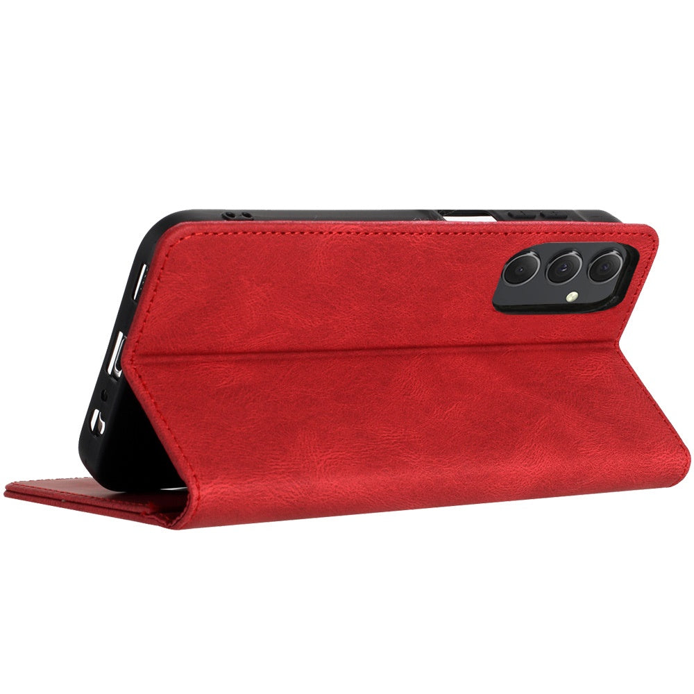 For Apple iPhone 16 Plus (6.7") Premium Wallet PU Vegan Leather ID Credit Card Slot Money Holder with Magnetic Closure Pouch Flip Case Cover Red
