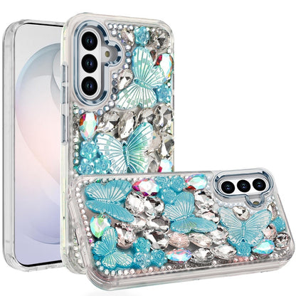 Luxury 3D Floral Butterfly Bling Rhinestone Glitter Shockproof Stylish Protective Hybrid Designer Metallic