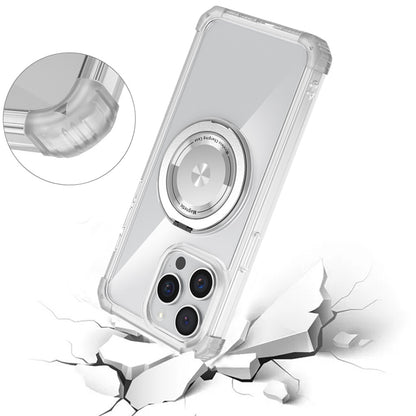 For Samsung Galaxy S25 /S24 Shield Magnetic Case [Compatible with MagSafe], 360° Rotatable Invisible Ring Stand, Transparent Back Case Cover