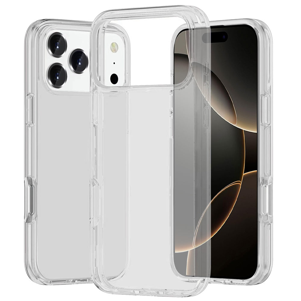 For Apple iPhone 17 Pro Transparent Shock Absorption PC + TPU Rubber Gel Thick 3mm Hybrid Silicone Slim Fit Back Case Cover