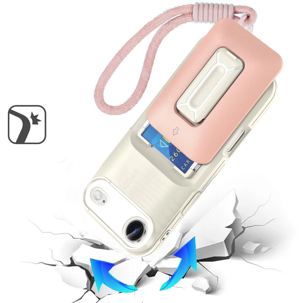 For Apple iPhone 17 Pro Wallet Case with 2- Credit Card Holder, Wrist Strap & Kickstand Hybrid Shockproof TPU Case Cover