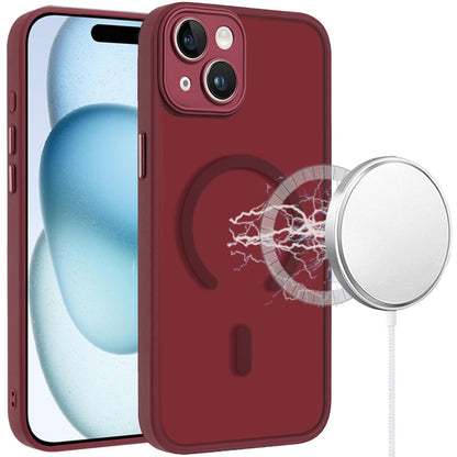 Phone Case for iPhone 15 Matte Frosted Magnetic Back Hybrid Hard PC Soft TPU Camera Protection Slim Shock Absorbing Anti Fingerprint Cover