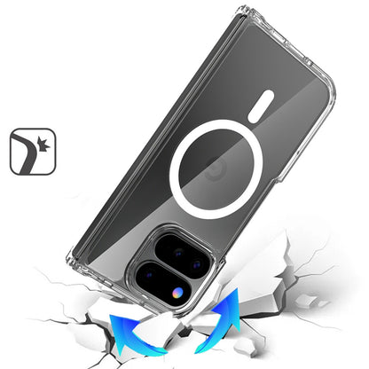 Phone Case for Google Pixel 11 Pro Fold Transparent Magnetic Back Hybrid Hard PC Soft TPU Slim Fit Reinforced Bumper Shock Absorbing Frame Cover Clear