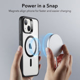 For Apple iPhone 15 Pro Max (6.7") Magnetic Compatible with Magsafe Wireless Charger TPU Hybrid Slim Transparent Black Phone Case Cover