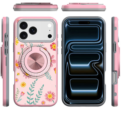 Phone Case for Apple iPhone 18 Pro Max Magnetic Ring Stand Matte Metal Hybrid Car Mount Friendly Shockproof Rotational Grip Diamond Design Pattern Cover