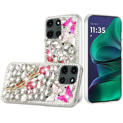 For Motorola Moto G Stylus 5G 2026 /2025 Bling Crystal 3D Full Diamonds Luxury Sparkle Rhinestone Hybrid Protective Case Cover Crystal Exquisite Garden