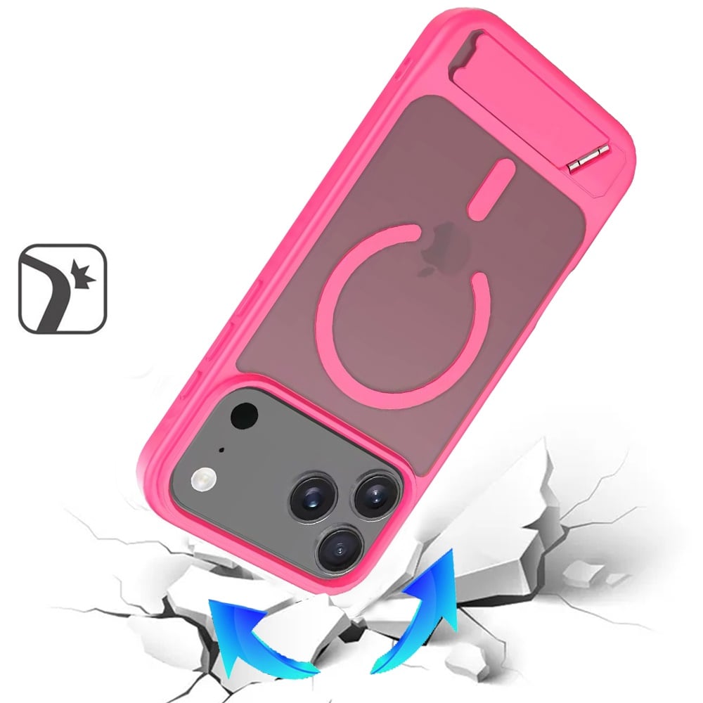 Phone Case for Apple iPhone 18 Pro Max Matte Magnetic Metal Kickstand Shockproof Grip Anti Slip Durable Protective Heavy Duty Hybrid Cover