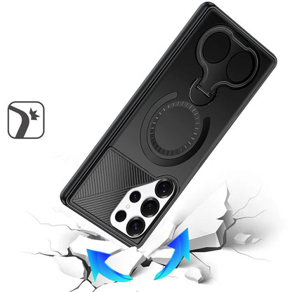 Phone Case for Samsung Galaxy S25 Ultra Magnetic 2 Ring Stand Car Mount Friendly Shockproof Rugged Grip Armor Dual Ring Kickstand Heavy Duty Hybrid Cover