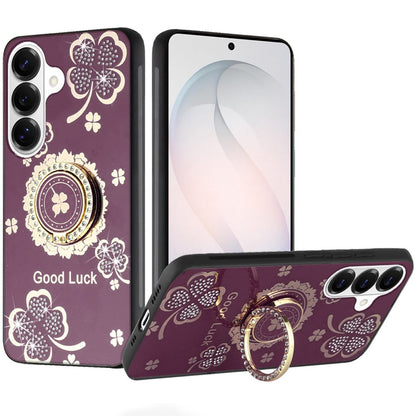 Diamond Glitter Butterfly Engraved Ring Stand Luxury Bling Hybrid Shockproof Chrome Edge Protective Durable Grip