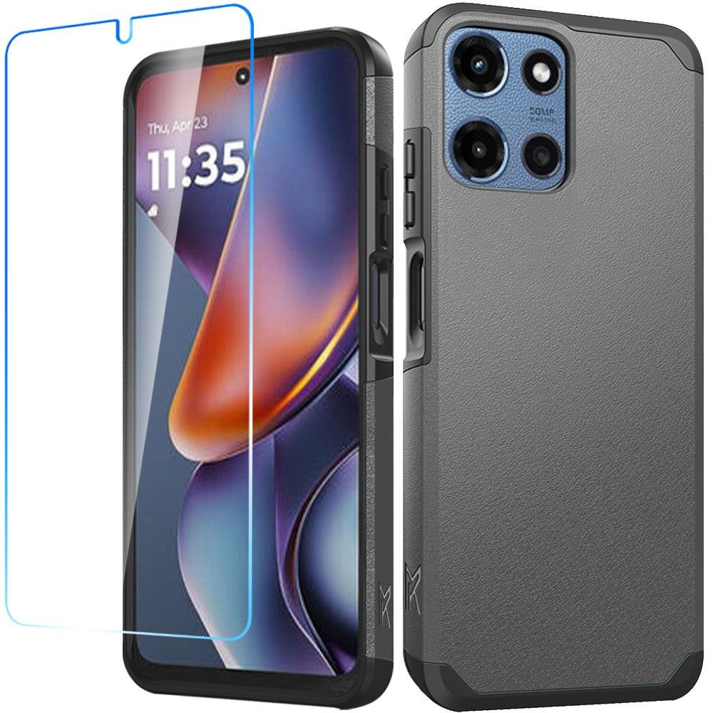 For Motorola Moto G Stylus 5G 2025 Tough Hybrid Dual Layer Hard PC TPU Rubber Bumper, Shock Absorption, Screen Protector Included Case Cover