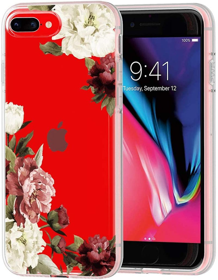 Phone Case Cover for Apple iPhone 17E /iPhone 16E Floral Pattern Hybrid Transparent TPU Silicone, Shock Absorption Bumper, Hard Back Slim Cover