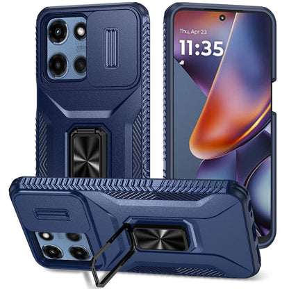 For Motorola Moto G Power 5G (2025) Case, Camera Cover with Magnetic Rotation Ring Stand, Military Grade Hybrid Hard TPU Shockproof Case Cover