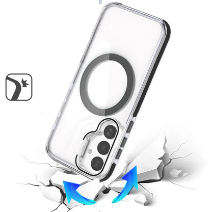For Samsung Galaxy S26+ / S26 Plus Hybrid Clear Back Case with Invisible Camera Bracket Stand, MagSafe Magnetic Circle, Shockproof Color Frame Case Cover