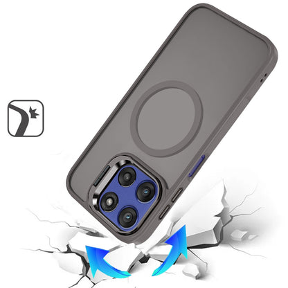 For Motorola Moto G Stylus 5G 2026 /2025 Heavy Duty Metallic Hybrid Tough TPU with Camera Ring Stand, MagSafe Compatible, Rugged Drop Protection Case Cover Gray