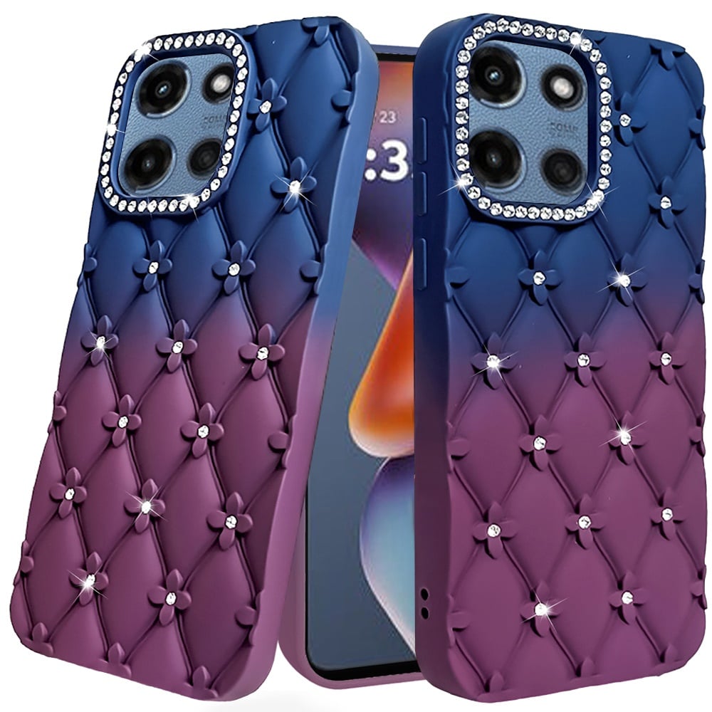 Phone Case for Motorola Moto G 5G 2026 / 2025 Floral Glitter Shimmer Bling Hybrid Shockproof Anti Slip Thick TPU Protective Stylish Design Cover