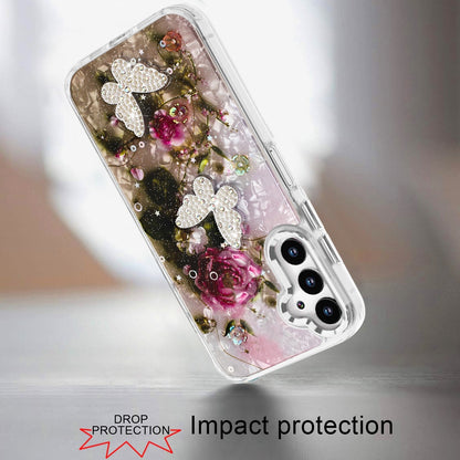 For Samsung Galaxy S26 Epoxy Glitter Flowers Bling 3D Butterfly Fashion TPU Hybrid with Shockproof Protection Case Cover