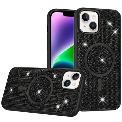 For Apple iPhone 17E /16E Sparkly Diamond Bling Case Rhinestone Skin Hybrid with Magnetic Circle, MagSafe Compatible Case Cover Black