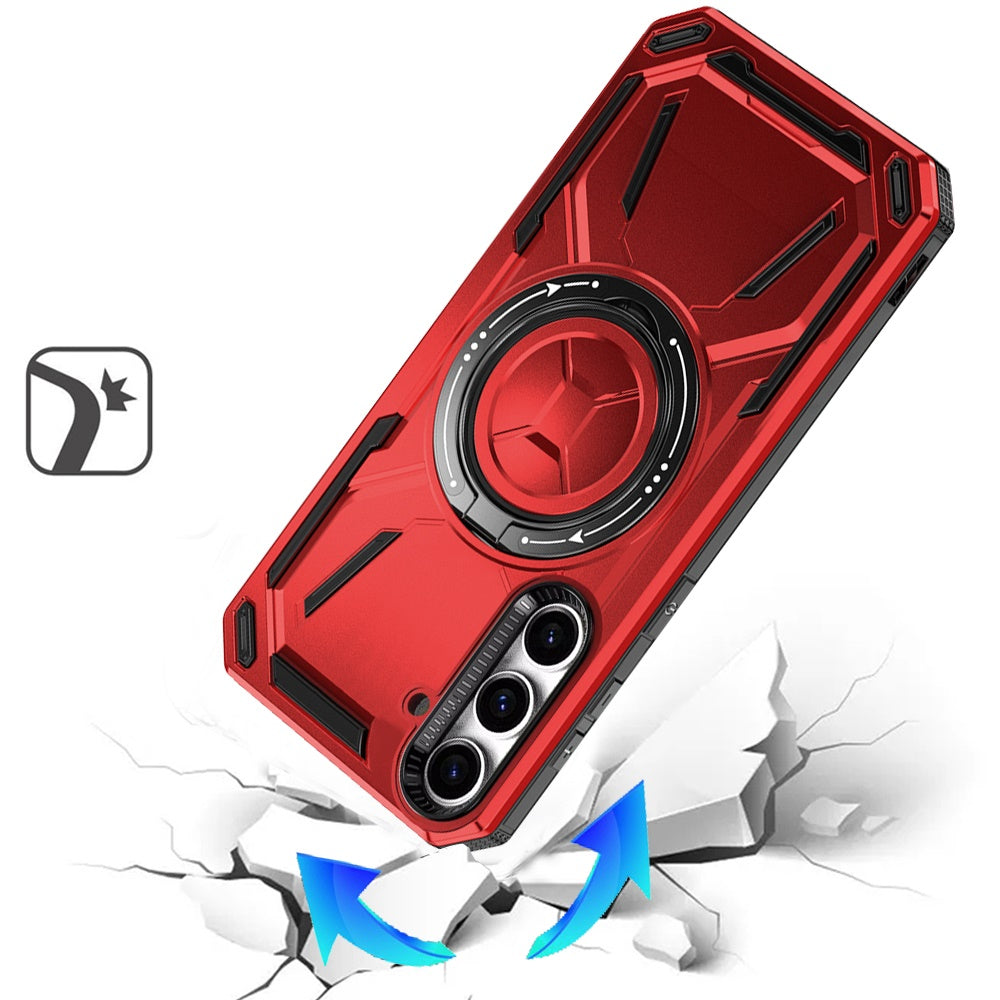 For Samsung Galaxy S24 Fan Edition /Galaxy S24 FE Hybrid Magnetic Ring and 360° Rotational Kickstand with MagSafe Compatible, Military Grade Drop Protection Case Cover