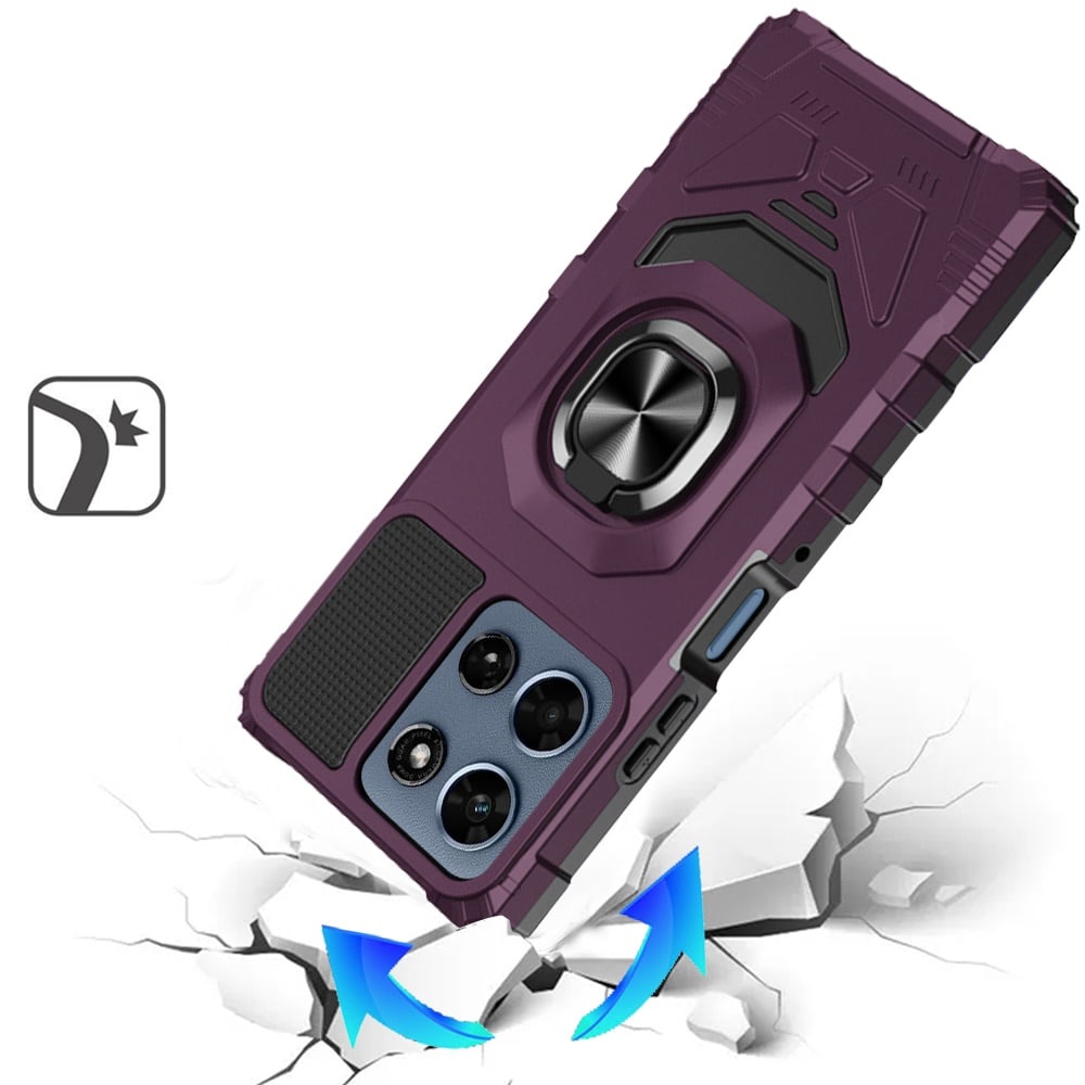 Phone Case for Motorola Moto G 5G 2026/ 2025 Rugged Hybrid Dual Layer Magnetic Ring Stand Armor Shock Absorbing Heavy Duty TPU Reinforced Bumper Cover Purple