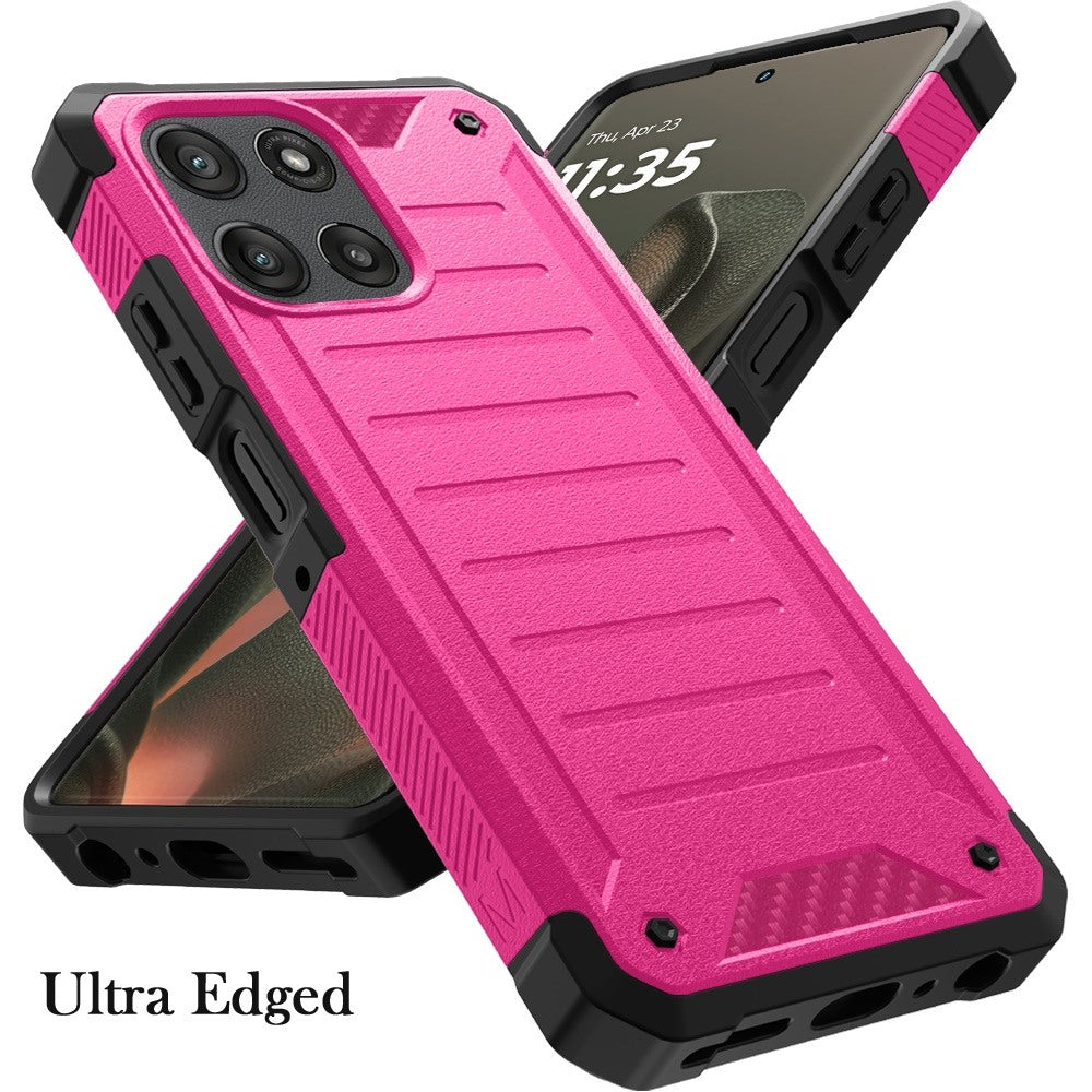 Phone Case for Motorola Edge 2026 Premium Tough Lined Hybrid Hard PC Soft TPU Dual Layer Rugged Armor Shock Absorbing Reinforced Corners Cover Pink