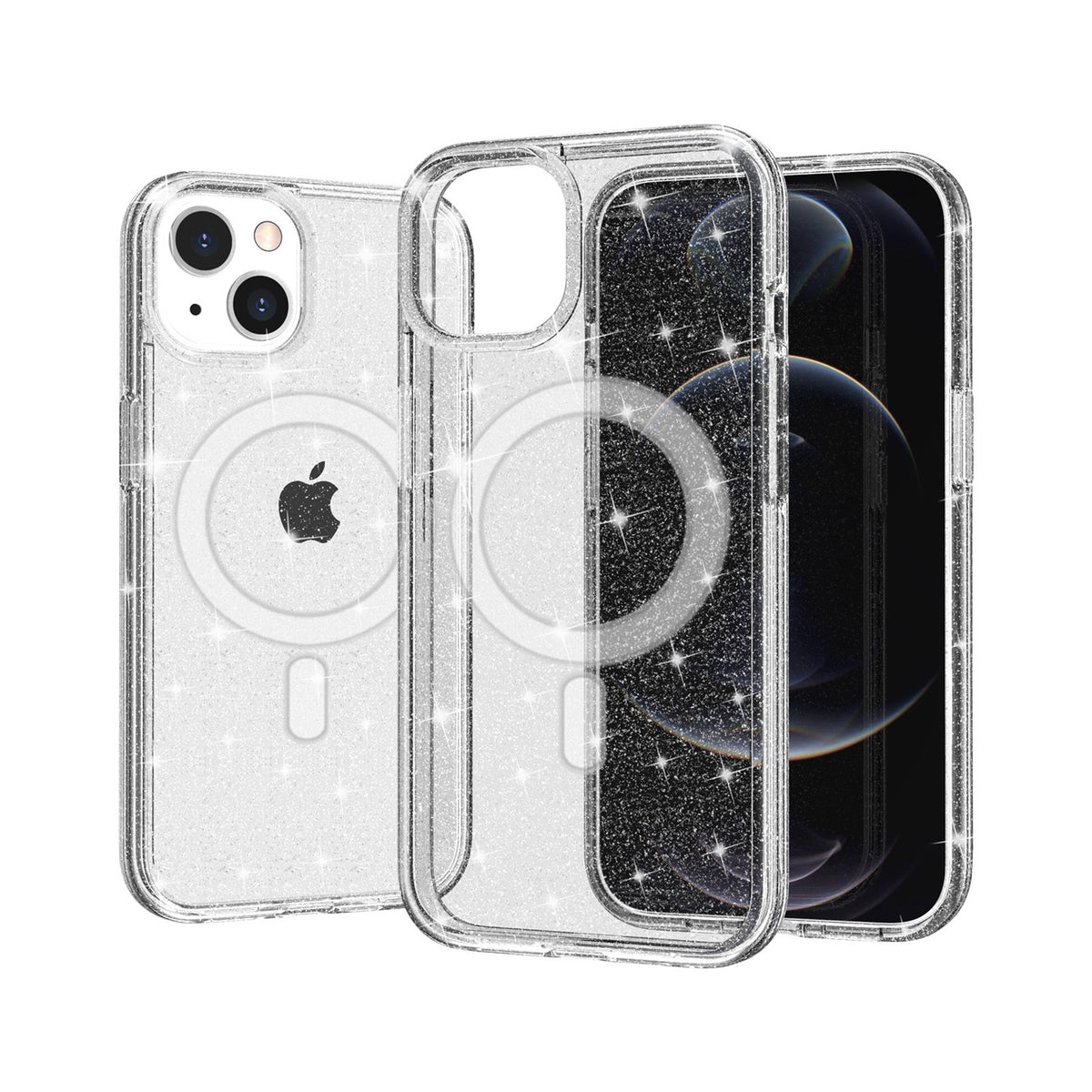 For iPhone XR MagSafe Compatible Glitter Sparkle Bling Hybrid Case with Magnetic Circle, Slim TPU & Hard PC Frame Case Cover Clear