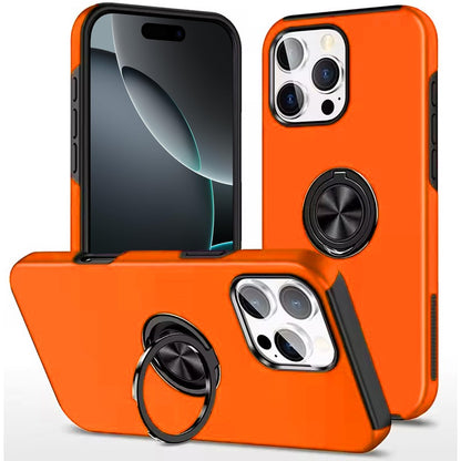 For iPhone 16 Pro Max (6.9") Hybrid 360 Degree Rotatable Metal Invisible Ring Stand Holder Slim Fit Magnetic Car Mount Shockproof Case Cover Cosmic Orange