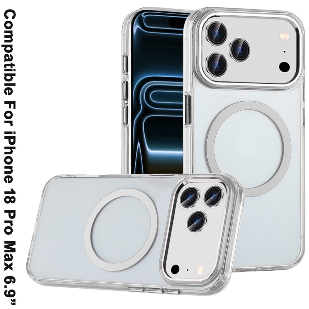Phone Case for Apple iPhone 18 Pro Max Magnetic Clear Acrylic Metal Button Camera Guard Shockproof Transparent Slim Grip Premium Hybrid Cover