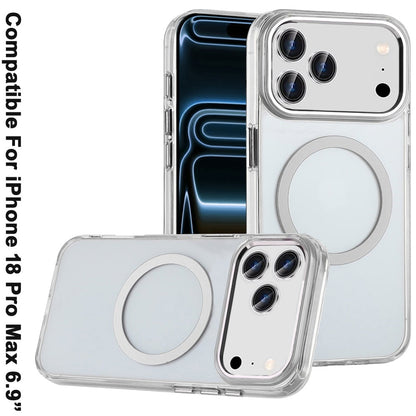Phone Case for Apple iPhone 18 Pro Max Magnetic Clear Acrylic Metal Button Camera Guard Shockproof Transparent Slim Grip Premium Hybrid Cover
