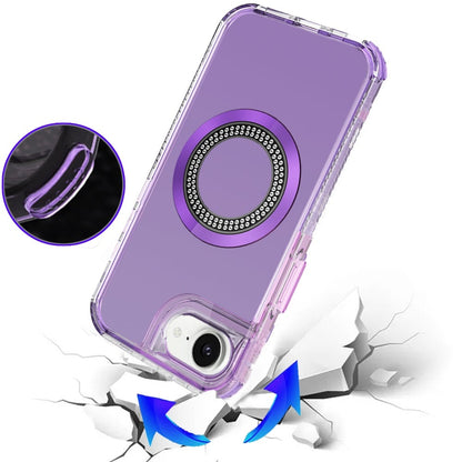 Phone Case for Apple iPhone 17E / iPhone 16E / iPhone SE4 Luxury Bling Rhinestone Glitter Magnetic Circle Frosted Hybrid Dual Layer TPU Tough Construction, Sparkling Finish Cover