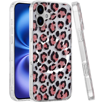 For Apple iPhone 17 AIR Stylish Pattern Fashion IMD Printed Design TPU Double Layer Slim Shockproof with Magnetic Back Case Cover Beauty Leopard