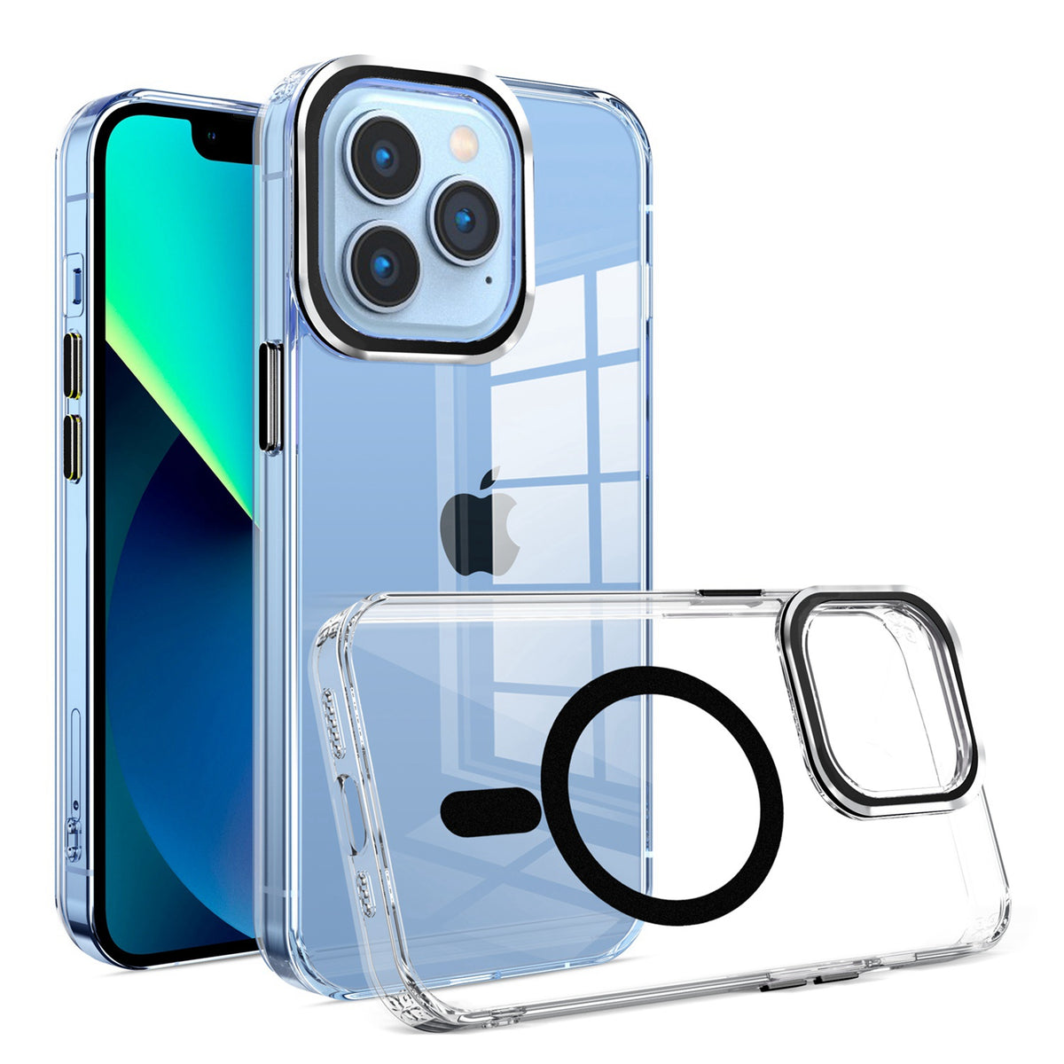For Samsung Galaxy S26+ / S26 Plus Clear Transparent Case Matching Circle Design, Hybrid TPU Hard Shell, Support Magsafe Charger Case Cover Black