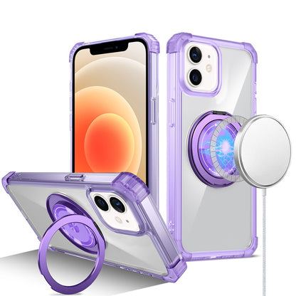 For Samsung Galaxy S25 Ultra Shield Magnetic Case [Compatible with MagSafe], 360° Rotatable Invisible Ring Stand, Transparent Back Case Cover