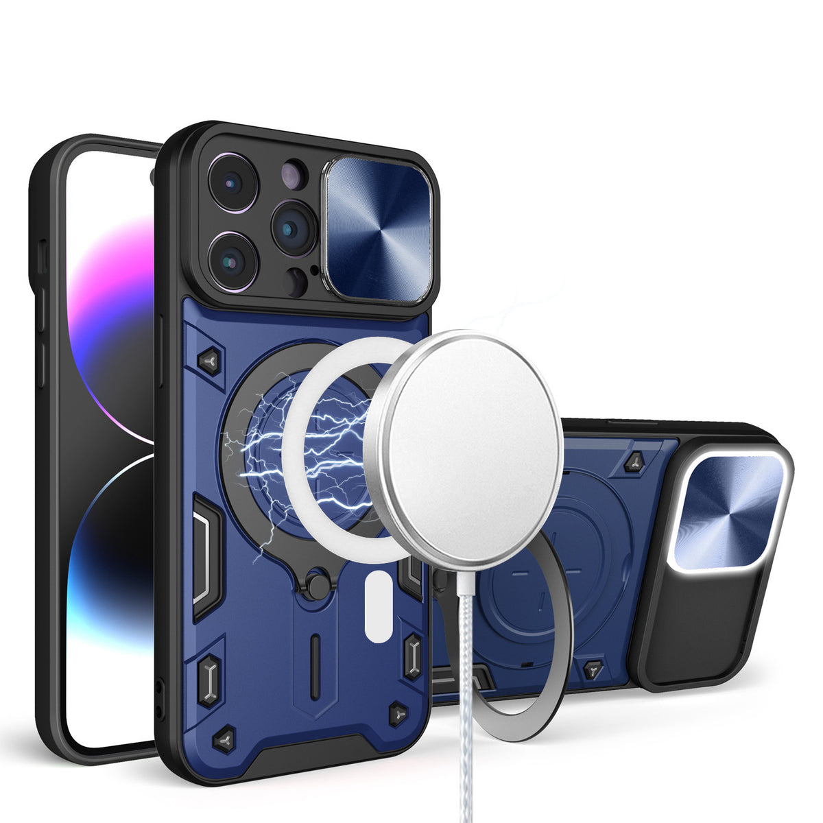 For Apple iPhone 17 AIR Hybrid Magnetic 360° Ring Kickstand, MagSafe Compatible, Durable Full Camera Lens Protection Case Cover