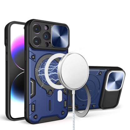For Apple iPhone 16 Pro Max (6.9") Hybrid Magnetic Circle 360° Ring Kickstand with MagSafe Compatible & Camera lens Protector Case Cover