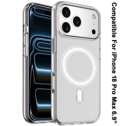Phone Case for Apple iPhone 18 Pro Max Magnetic Transparent Thick 3mm Shockproof Hybrid TPU Durable Camera Protection Anti-Slip Clear Armor Cover Gray
