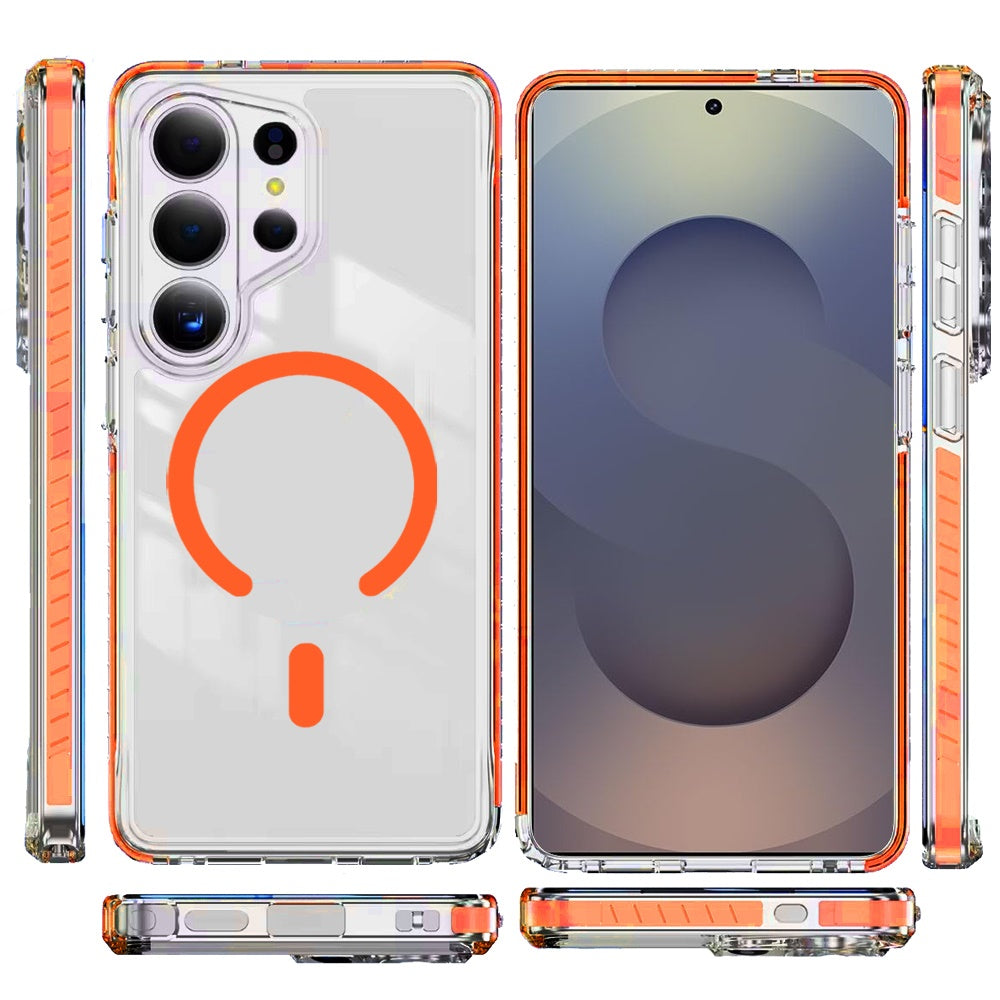 For Samsung Galaxy S26 Ultra Transparent Colored Edge Magnetic Hybrid Thick Shockproof Drop Protection Compatible with Wireless Charging Case Cover