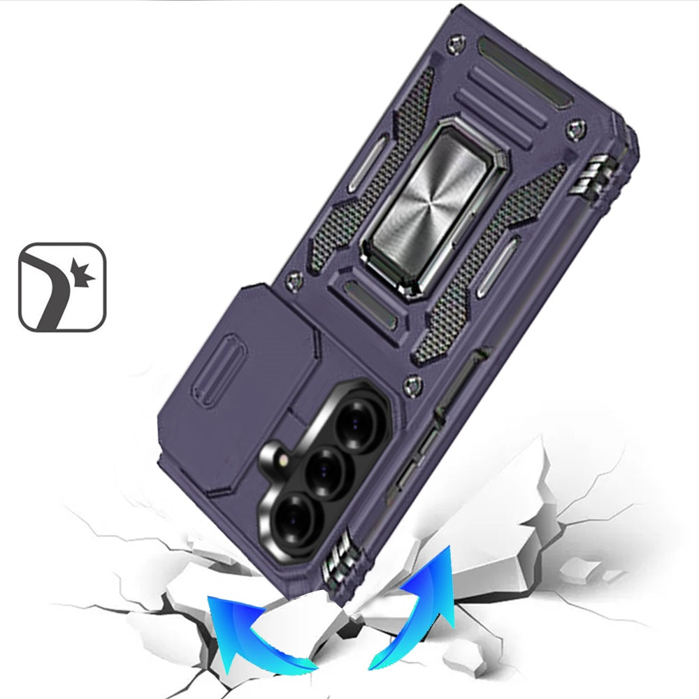 Phone Case for Samsung Galaxy Z Fold 8 Ultra Tough Metal Ring Shockproof Sliding Camera Window Hybrid Armor Rugged Anti Slip Heavy Duty Grip Cover
