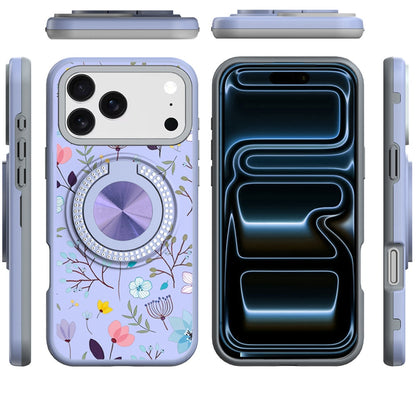 Phone Case for Apple iPhone 18 Pro Max Magnetic Ring Stand Matte Metal Hybrid Car Mount Friendly Shockproof Rotational Grip Diamond Design Pattern Cover