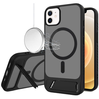 Phone Case for iPhone 12 / 12 Pro Matte Magnetic Metal Kickstand Shockproof Grip Anti Slip Durable Protective Heavy Duty Hybrid Cover