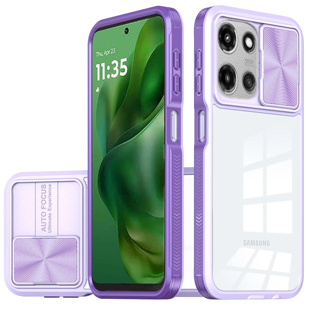 For Motorola Moto G Power 5G (2025) Hybrid Cases with Sliding Camera Cover Transparent Shockproof Bumper TPU Protective Case Cover